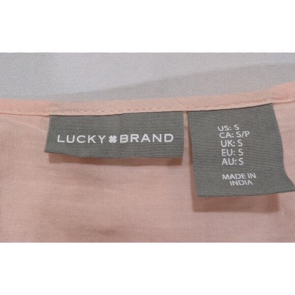 Lucky Brand Embroidered Cotton Tiered Midi Dress Pink Small - Picture 7 of 8